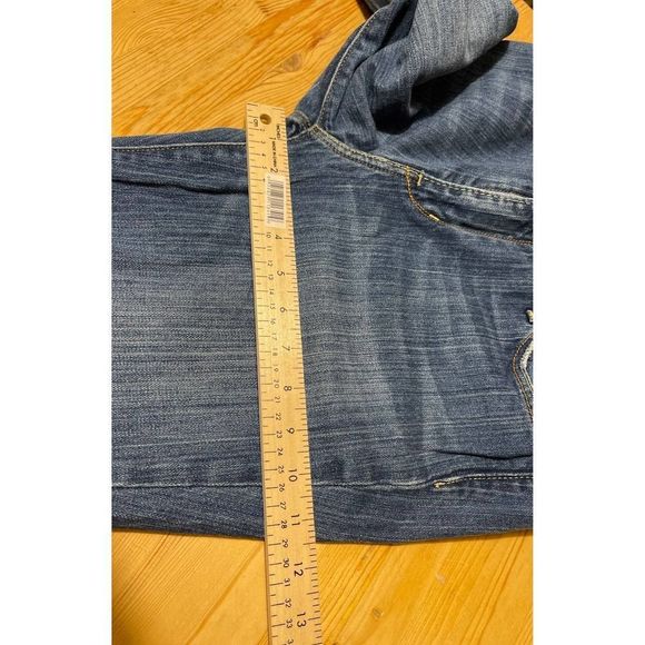 Levi's Eco Green Bootcut Jeans Blue Denim Stretch Whiskered Womens size 12/31 - Picture 7 of 11